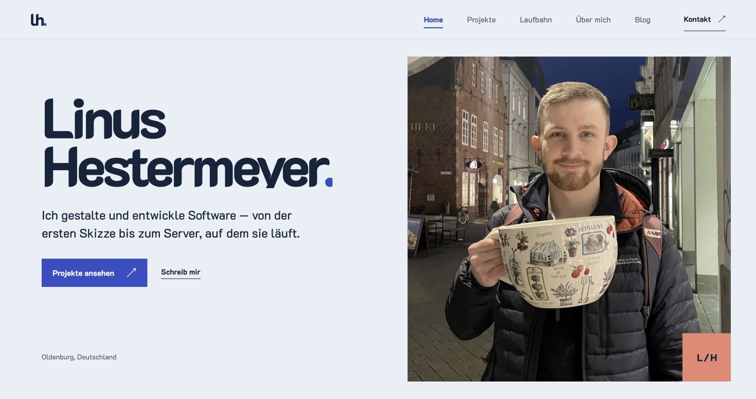Startseite der aktuellen Personal Website